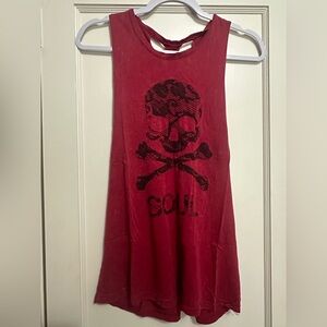 SoulCycle red skull tank with braided back!